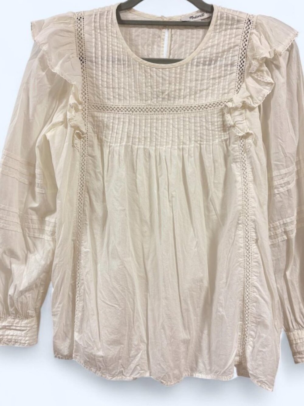 Madewell Full-Sleeve Pintuck Ruffle Top